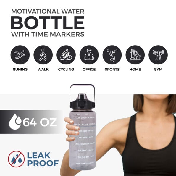 Close-up of sipper lid with secure locking mechanism on 2-liter sports water bottle