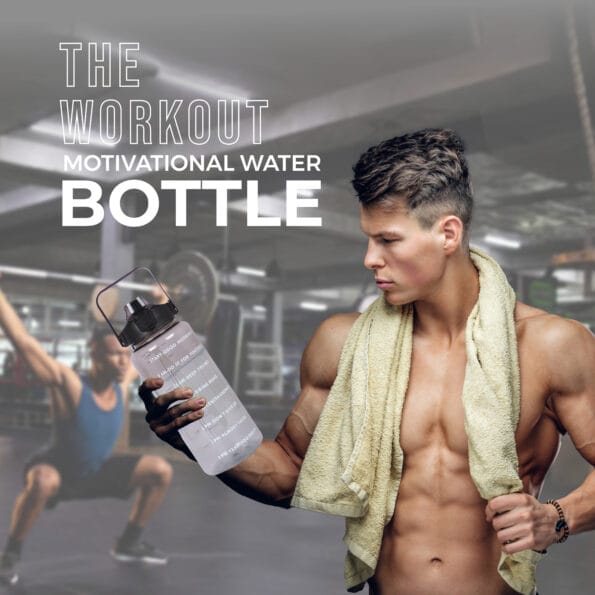 Individual using the black 2-liter motivational water bottle during a fitness session.