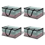 Pack of 4 Clear Transparent Clothes Storage Bags | Plastic Blanket Storage Bags, Saree Covers with zip | Saree Organizer for Wardrobe | Transparent Storage Bag for Blenket, Clothes, comforters