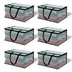 Pack of 6 Clear Transparent Clothes Storage Bags | Plastic Blanket Storage Bags, Saree Covers with zip | Saree Organizer for Wardrobe | Transparent Storage Bag for Blenket, Clothes, comforters